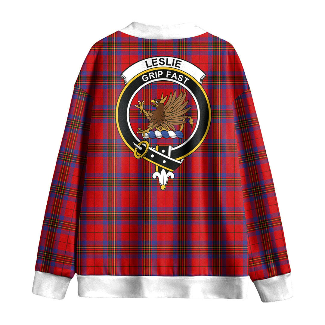 Leslie Modern Tartan Crest Knitted Fleece Cardigan