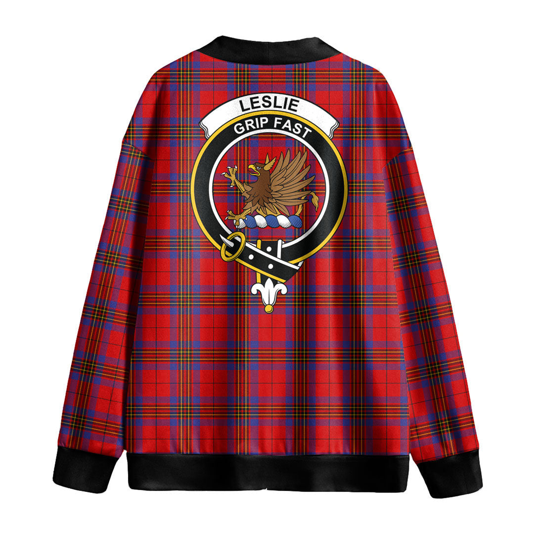 Leslie Modern Tartan Crest Knitted Fleece Cardigan