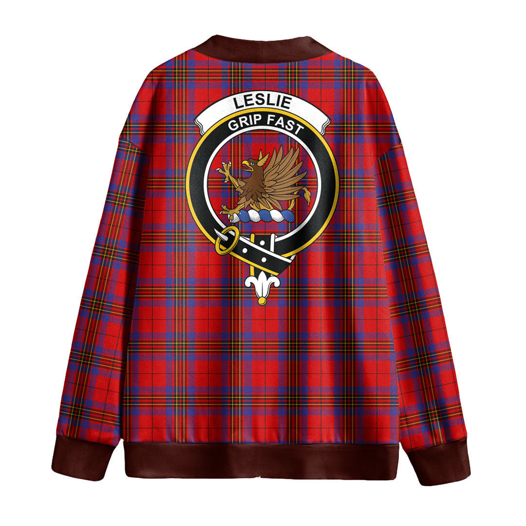 Leslie Modern Tartan Crest Knitted Fleece Cardigan