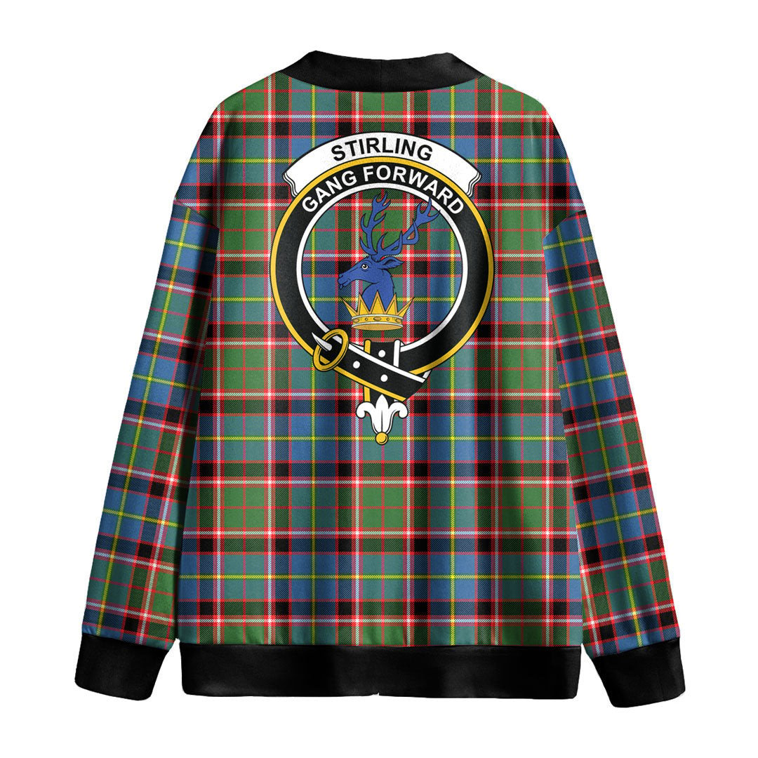 Stirling Bannockburn District Tartan Crest Knitted Fleece Cardigan