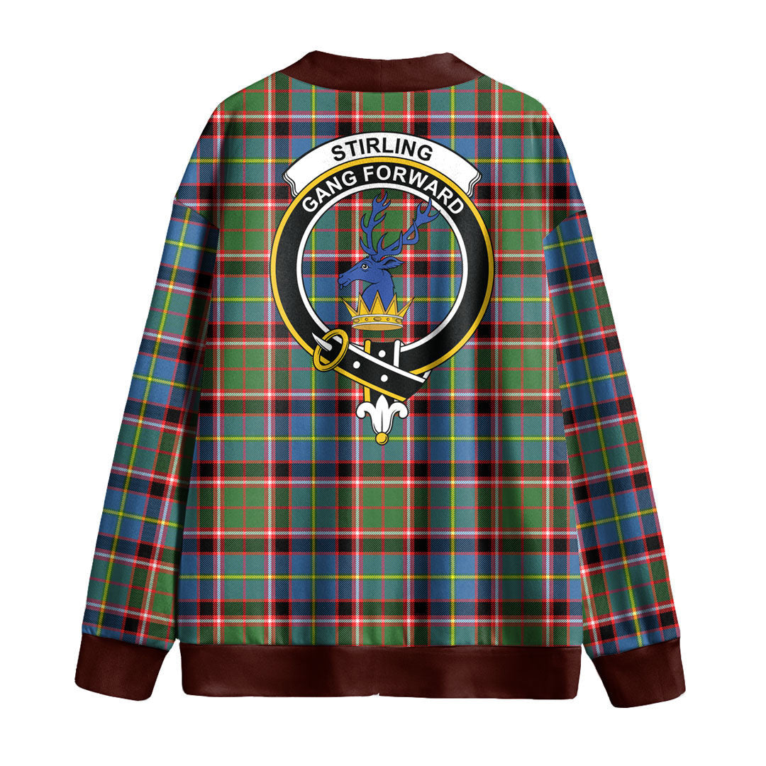 Stirling Bannockburn District Tartan Crest Knitted Fleece Cardigan