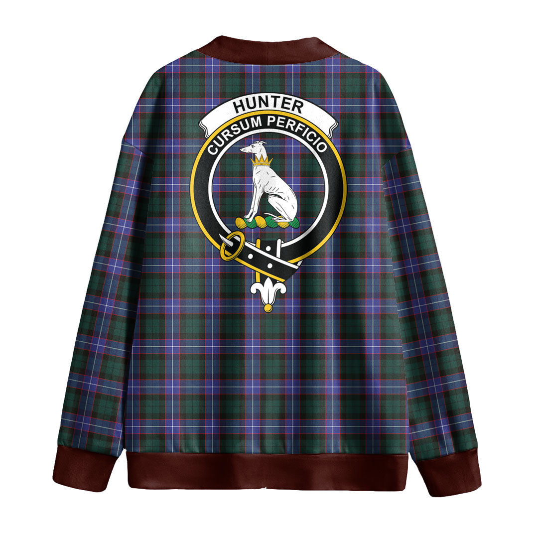 Hunter Modern Tartan Crest Knitted Fleece Cardigan