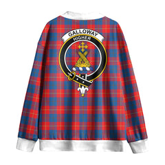 Galloway Red Tartan Crest Knitted Fleece Cardigan