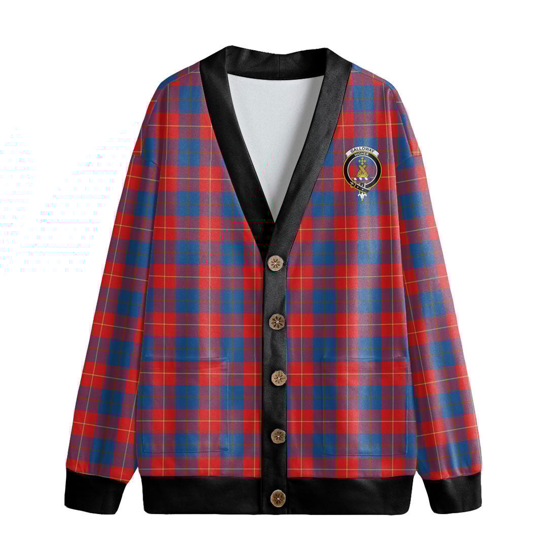 Galloway Red Tartan Crest Knitted Fleece Cardigan