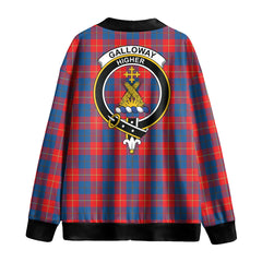 Galloway Red Tartan Crest Knitted Fleece Cardigan