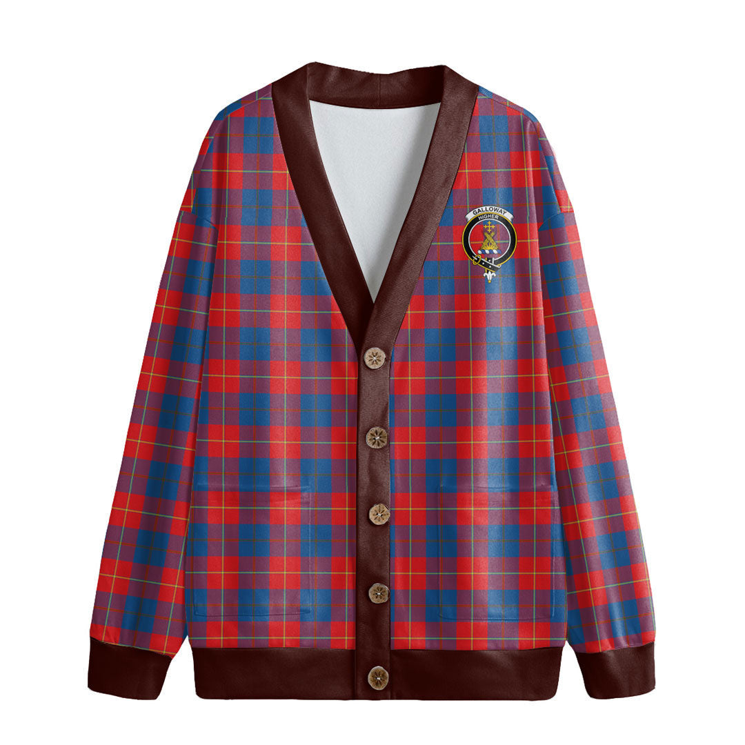 Galloway Red Tartan Crest Knitted Fleece Cardigan