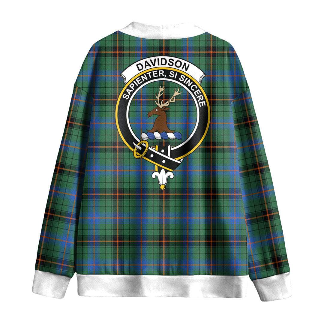 Davidson Ancient Tartan Crest Knitted Fleece Cardigan