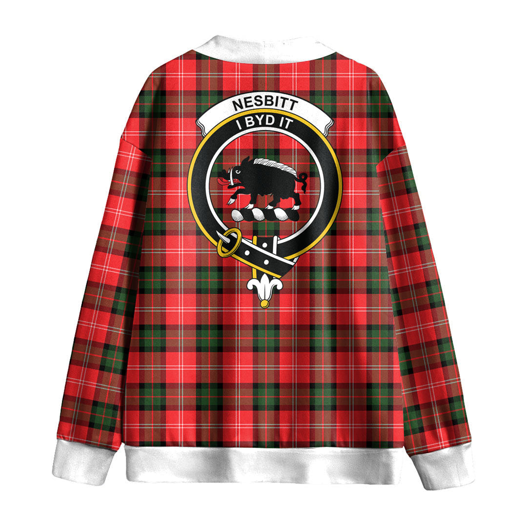 Nesbitt Modern Tartan Crest Knitted Fleece Cardigan