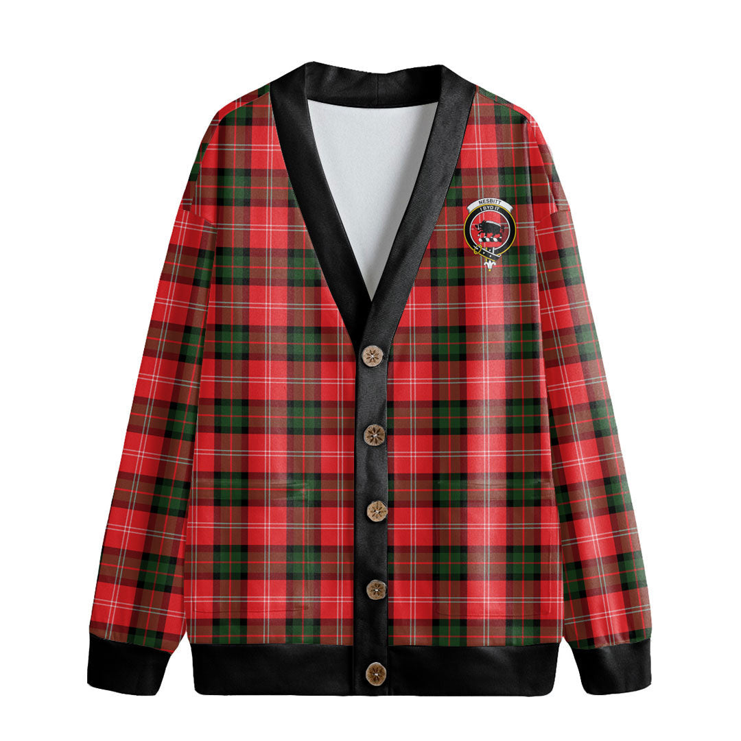 Nesbitt Modern Tartan Crest Knitted Fleece Cardigan