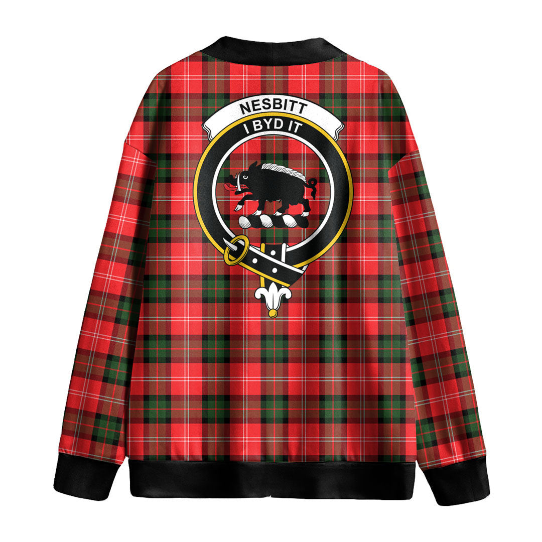 Nesbitt Modern Tartan Crest Knitted Fleece Cardigan