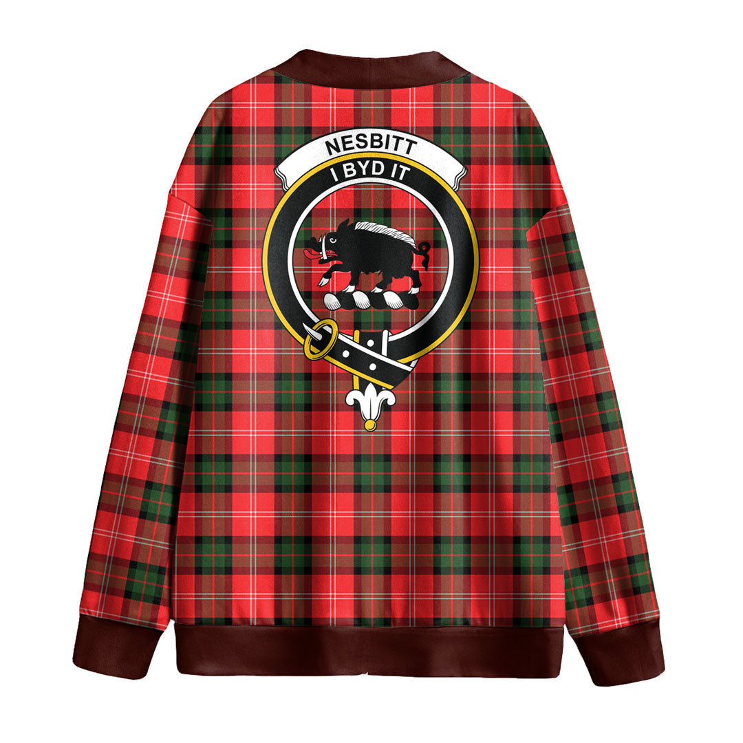 Nesbitt Modern Tartan Crest Knitted Fleece Cardigan