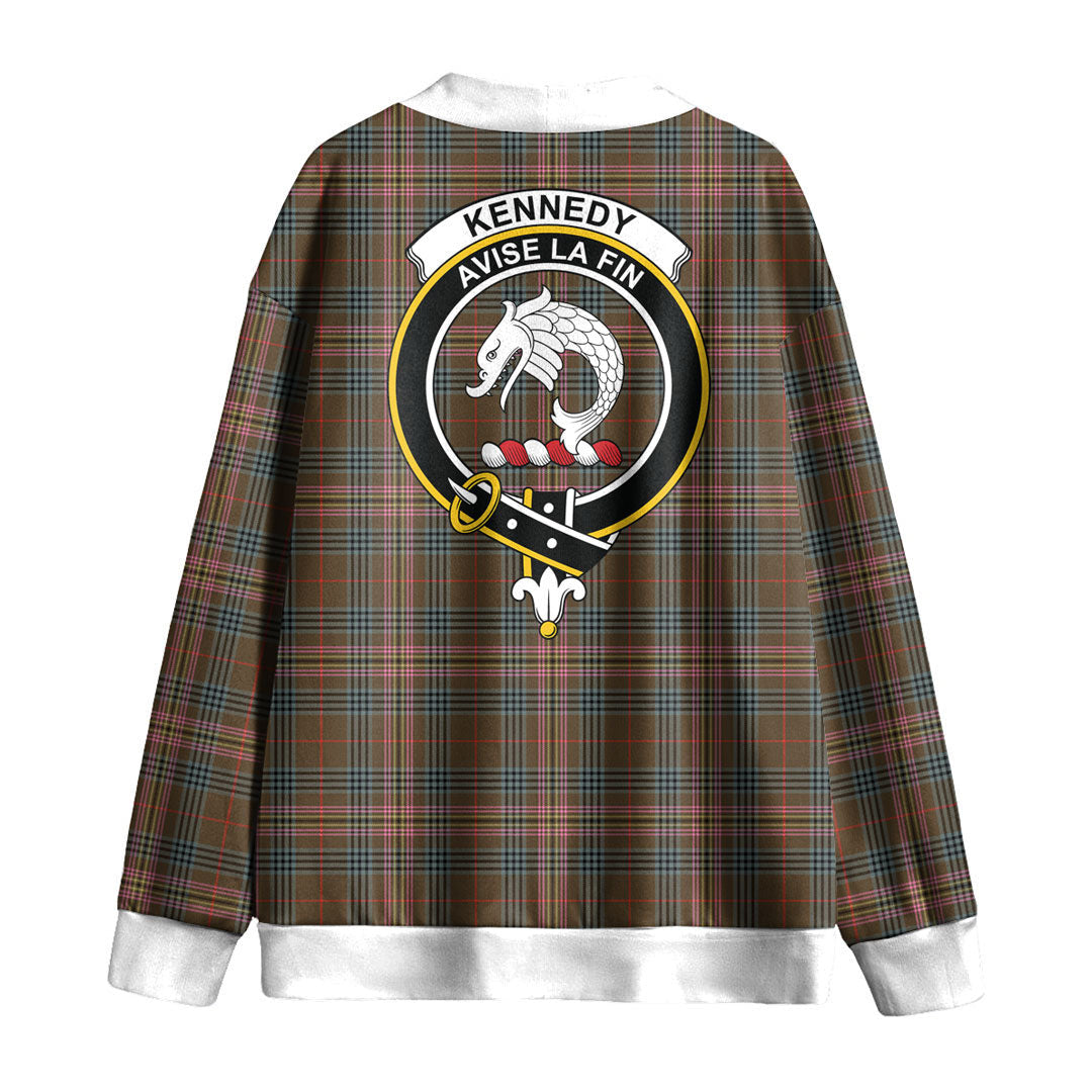 Kennedy Weathered Tartan Crest Knitted Fleece Cardigan