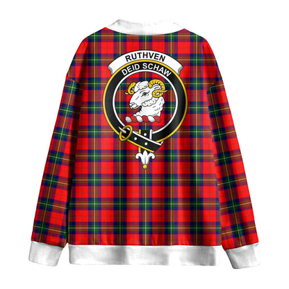 Ruthven Modern Tartan Crest Knitted Fleece Cardigan