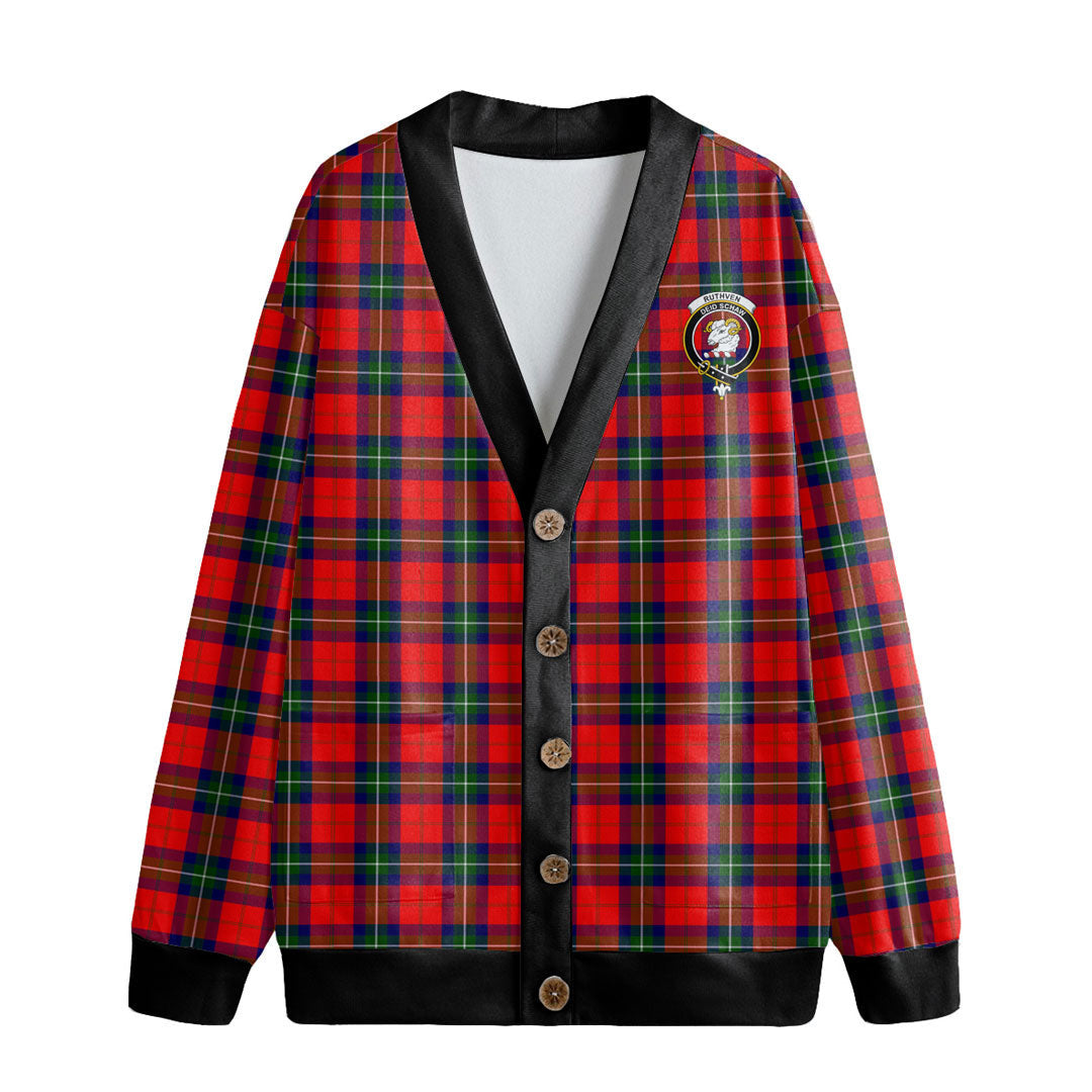 Ruthven Modern Tartan Crest Knitted Fleece Cardigan