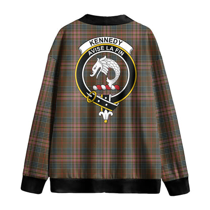 Kennedy Weathered Tartan Crest Knitted Fleece Cardigan