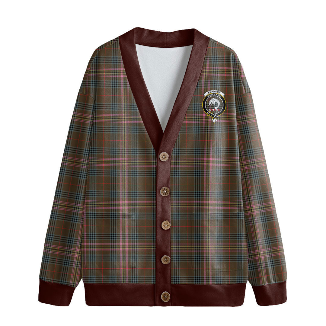 Kennedy Weathered Tartan Crest Knitted Fleece Cardigan