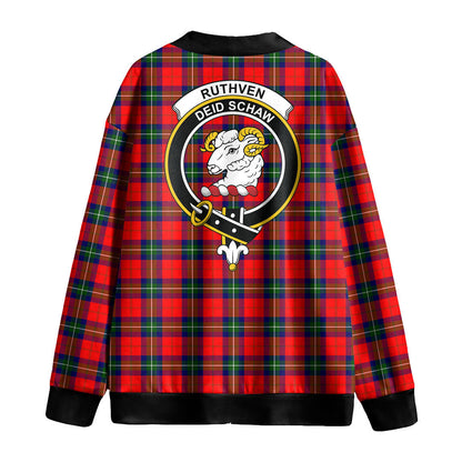 Ruthven Modern Tartan Crest Knitted Fleece Cardigan