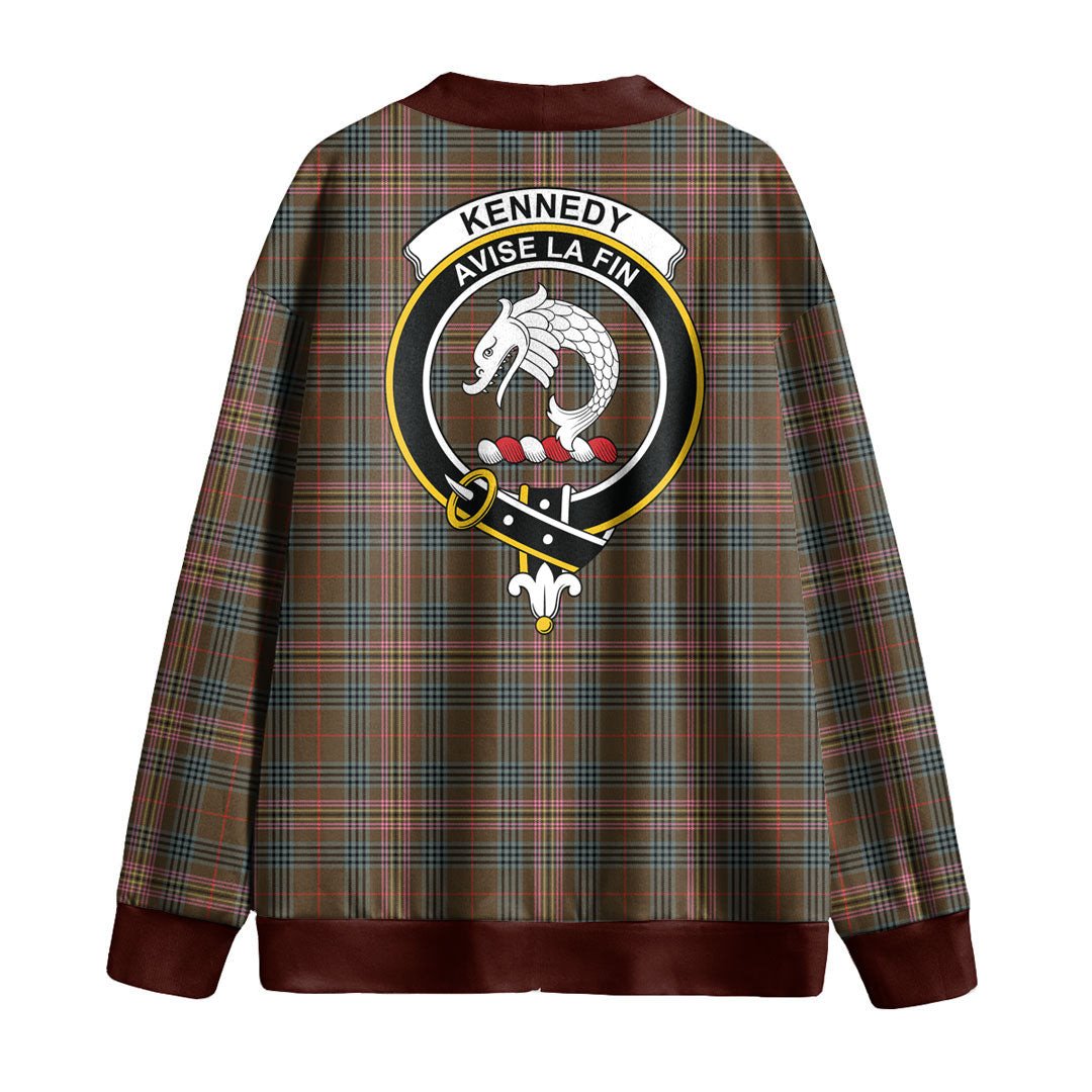 Kennedy Weathered Tartan Crest Knitted Fleece Cardigan