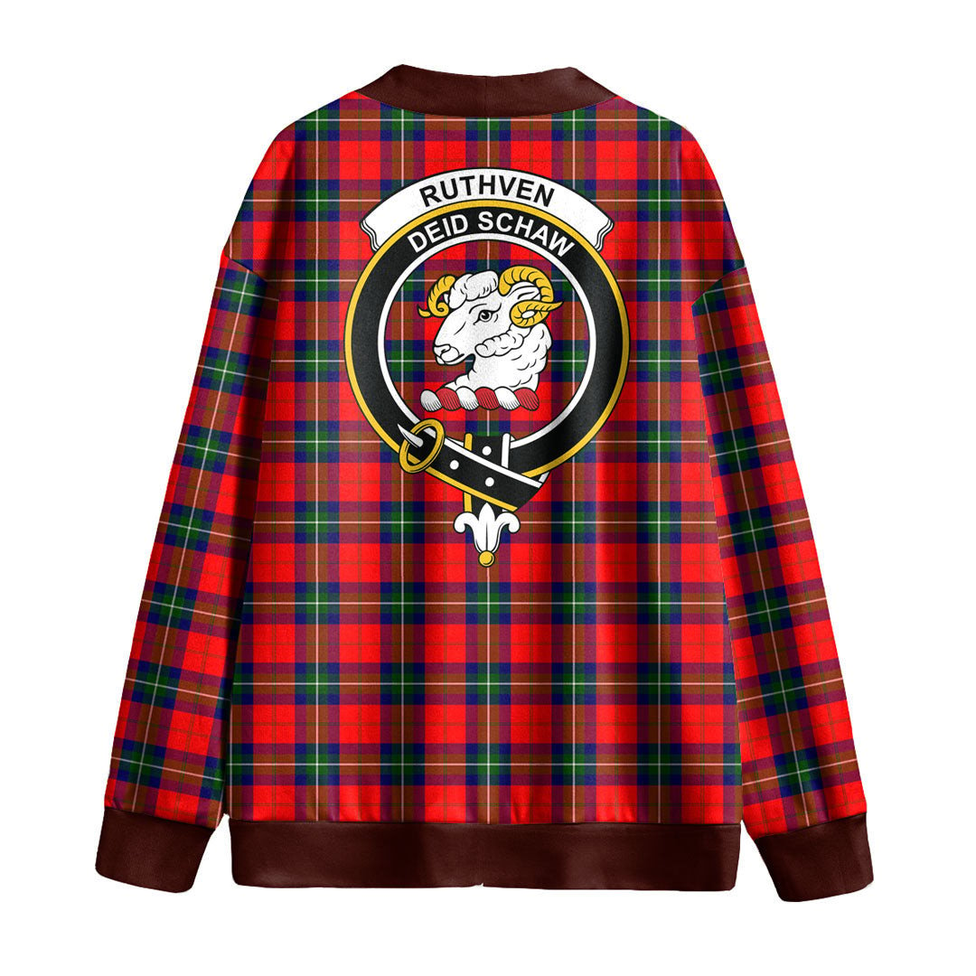 Ruthven Modern Tartan Crest Knitted Fleece Cardigan