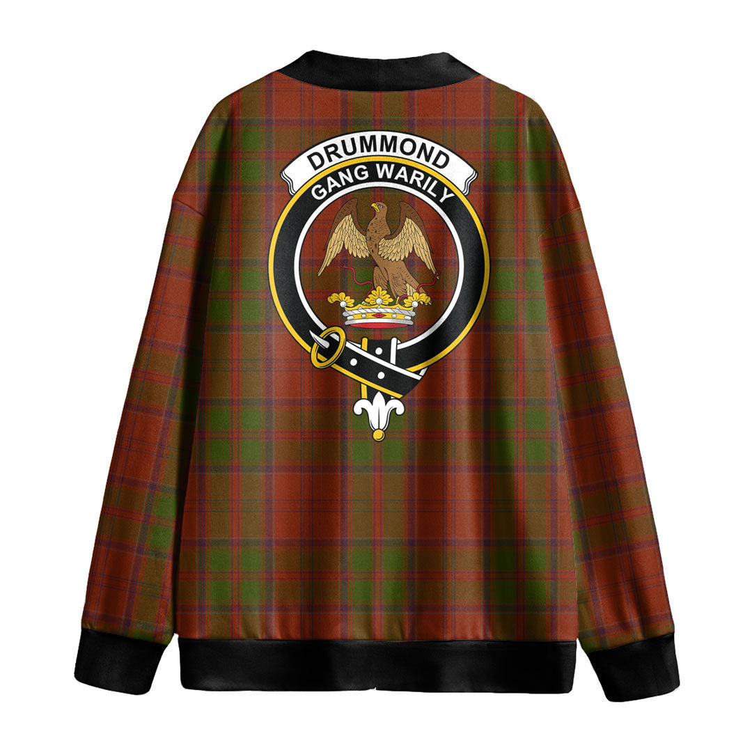 Drummond Tartan Plaid Tartan Crest Knitted Fleece Cardigan