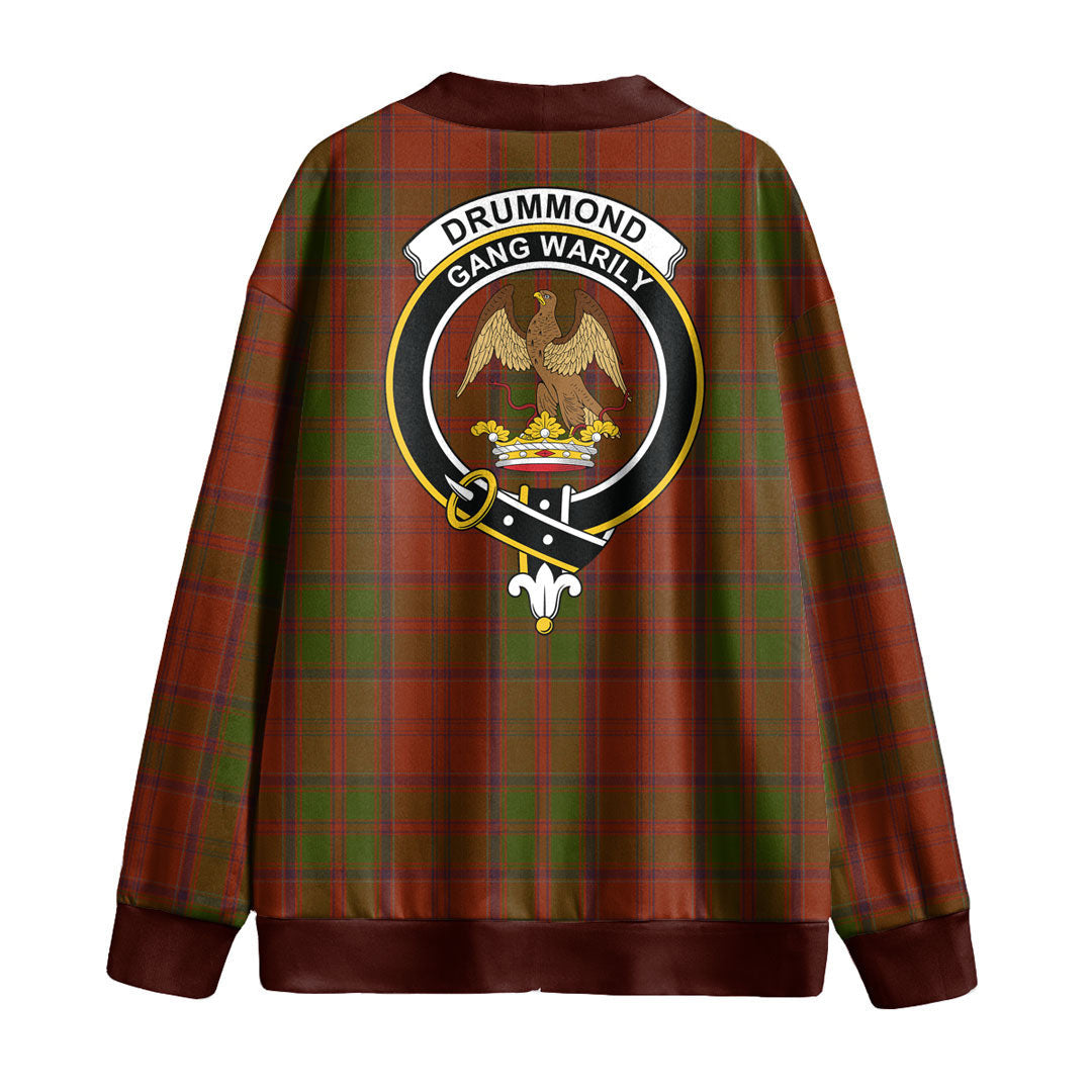 Drummond Tartan Plaid Tartan Crest Knitted Fleece Cardigan