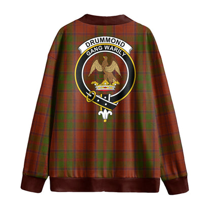 Drummond Tartan Plaid Tartan Crest Knitted Fleece Cardigan