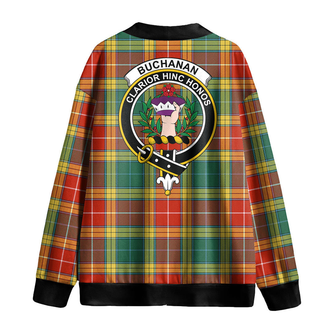 Buchanan Old Sett Tartan Crest Knitted Fleece Cardigan