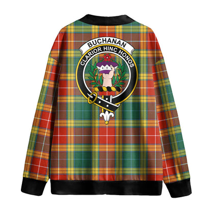 Buchanan Old Sett Tartan Crest Knitted Fleece Cardigan