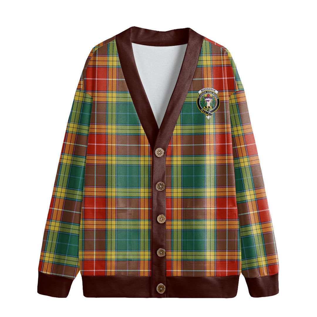 Buchanan Old Sett Tartan Crest Knitted Fleece Cardigan