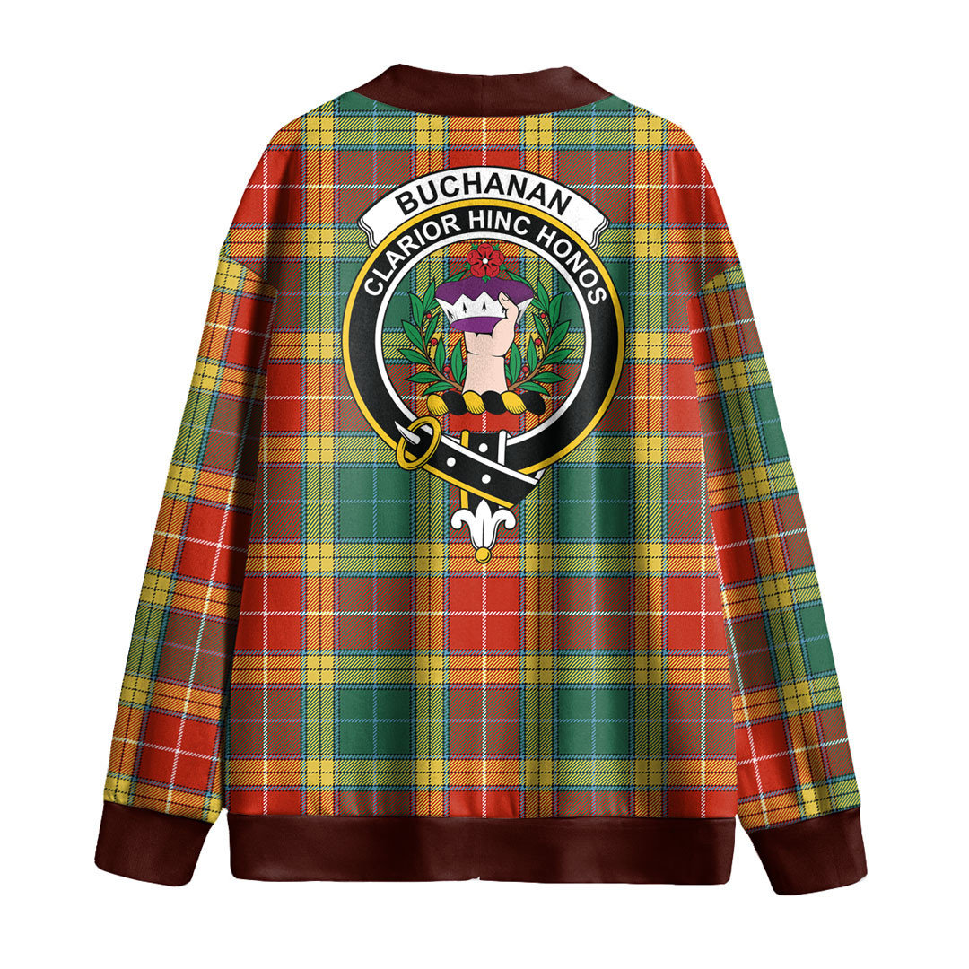 Buchanan Old Sett Tartan Crest Knitted Fleece Cardigan