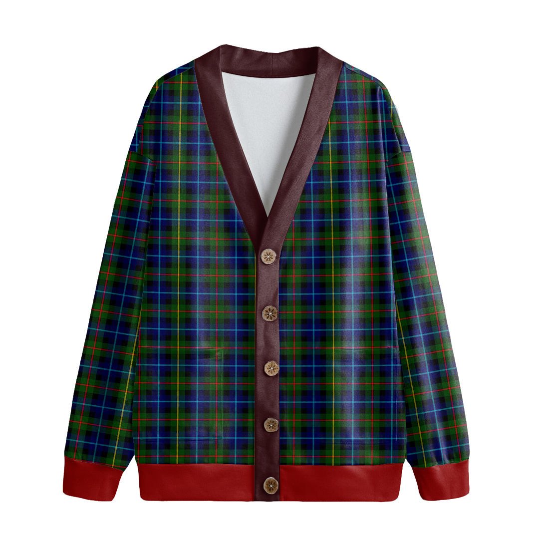 Smith Modern Tartan Plaid Knitted Fleece Cardigan