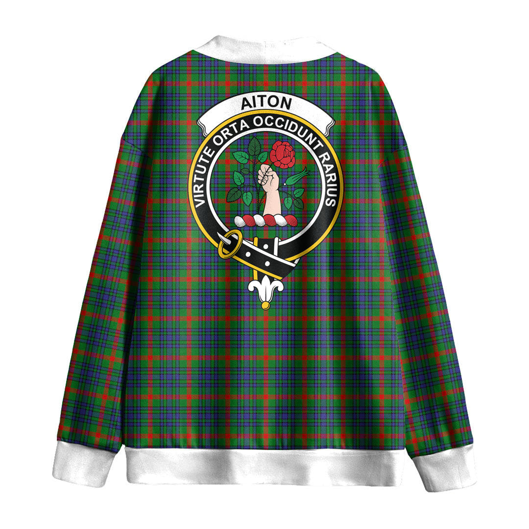 Aiton Tartan Crest Knitted Fleece Cardigan