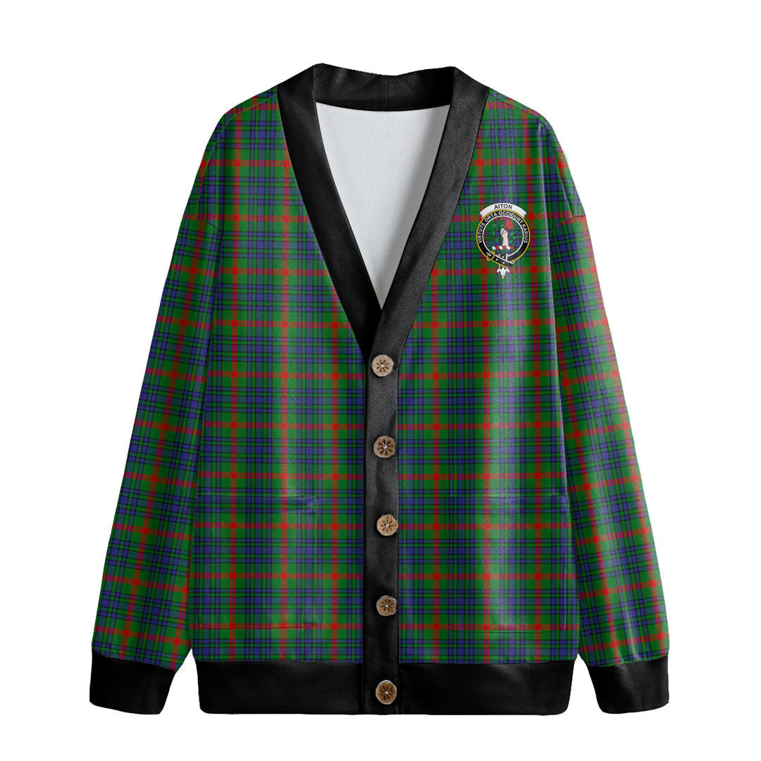 Aiton Tartan Crest Knitted Fleece Cardigan