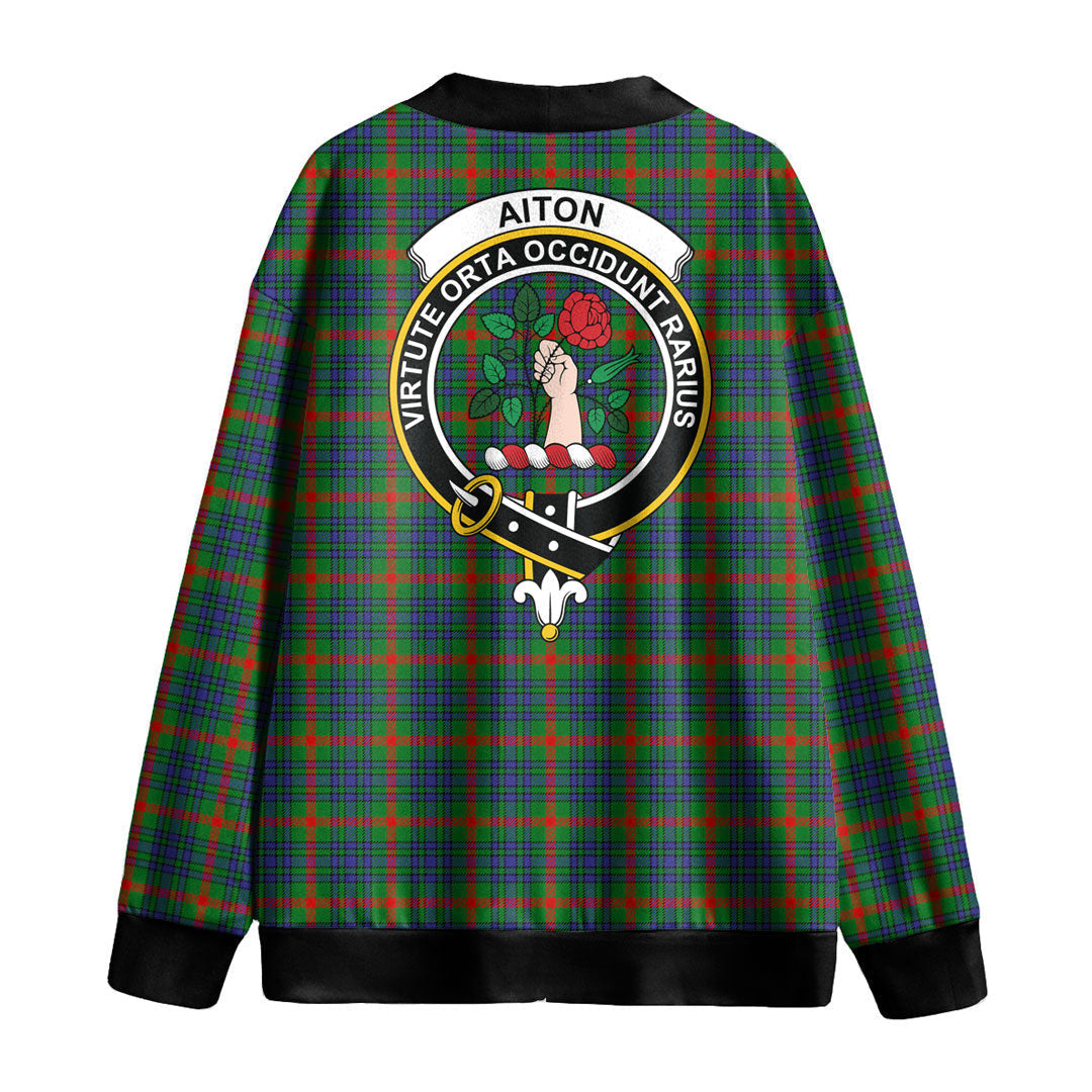 Aiton Tartan Crest Knitted Fleece Cardigan