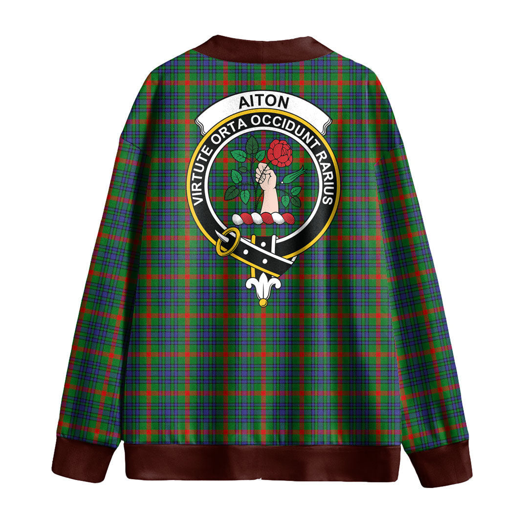 Aiton Tartan Crest Knitted Fleece Cardigan