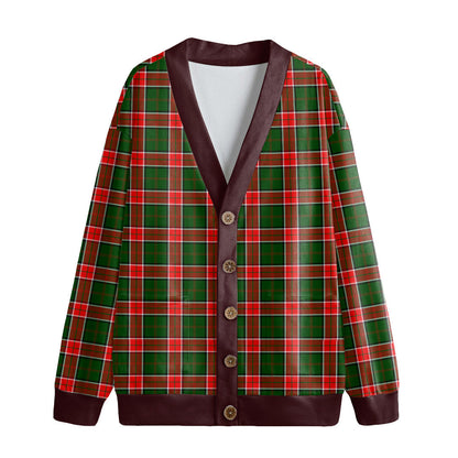 Pollock Modern Tartan Plaid Knitted Fleece Cardigan