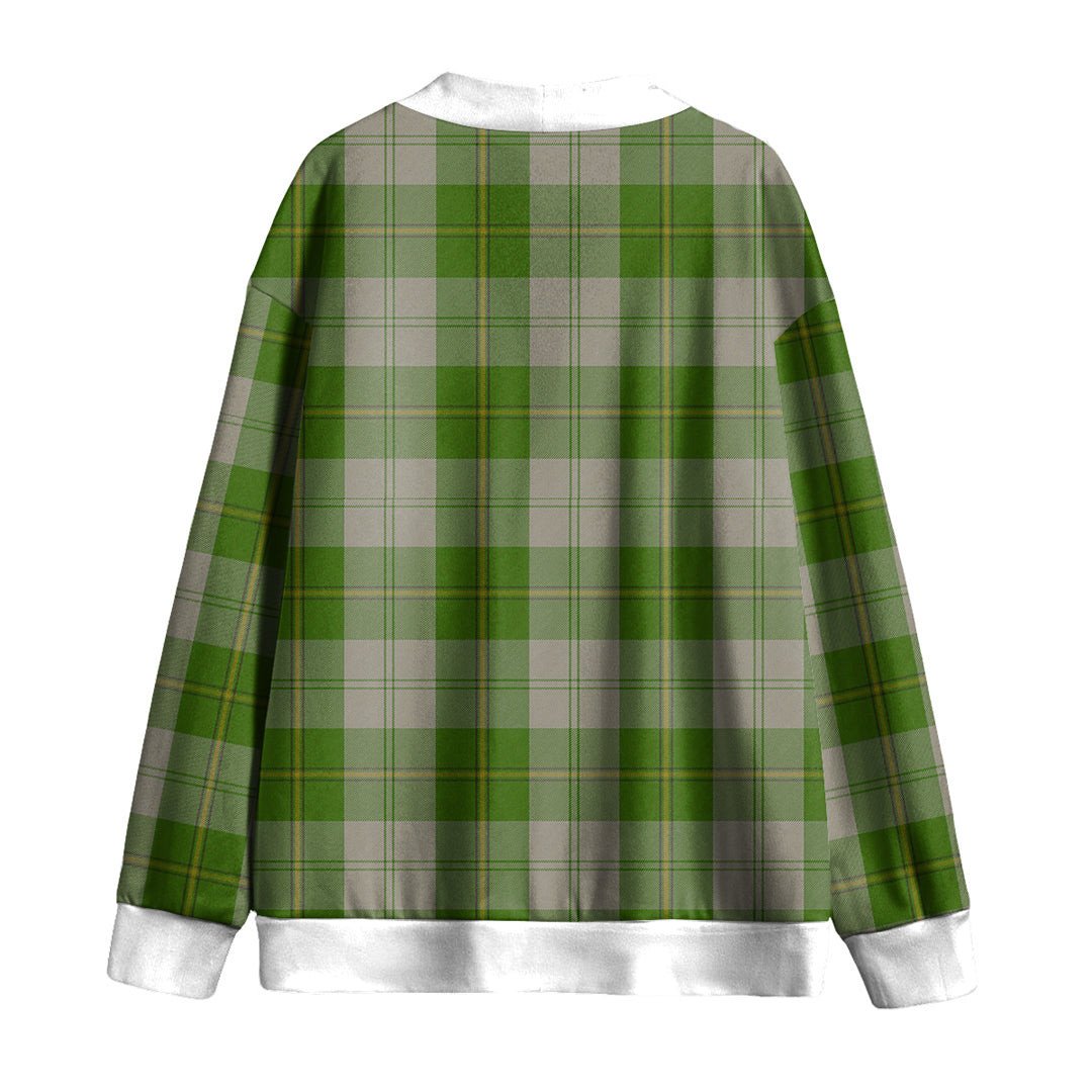 Cunningham Dress Green Dancers Tartan Plaid Knitted Fleece Cardigan