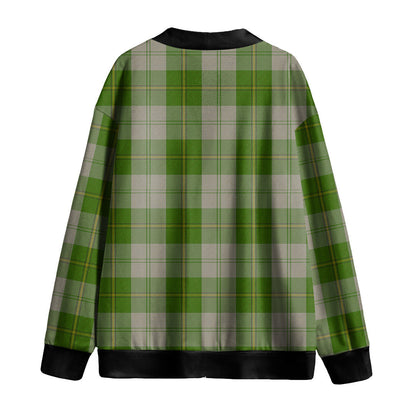 Cunningham Dress Green Dancers Tartan Plaid Knitted Fleece Cardigan