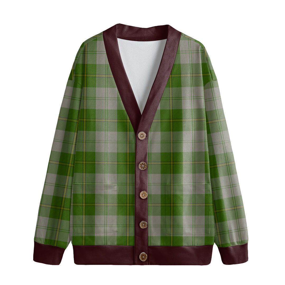 Cunningham Dress Green Dancers Tartan Plaid Knitted Fleece Cardigan