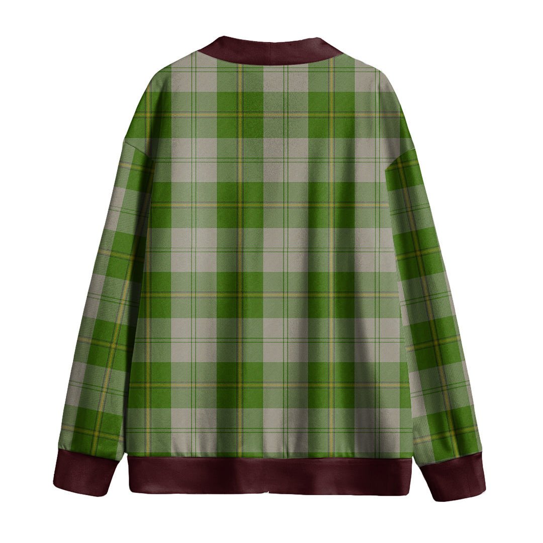 Cunningham Dress Green Dancers Tartan Plaid Knitted Fleece Cardigan