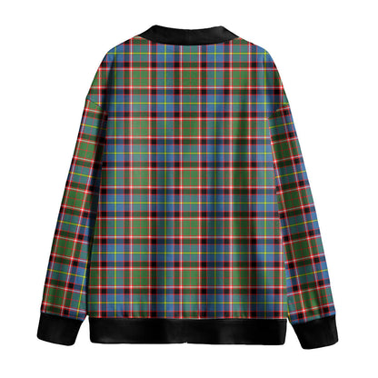 Stirling Bannockburn District Tartan Plaid Knitted Fleece Cardigan