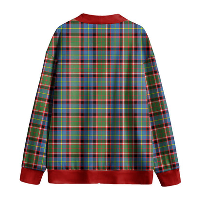 Stirling Bannockburn District Tartan Plaid Knitted Fleece Cardigan