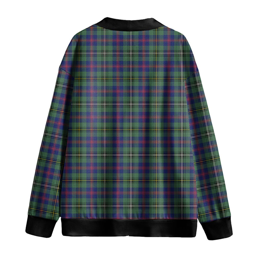 Wood Modern Tartan Plaid Knitted Fleece Cardigan