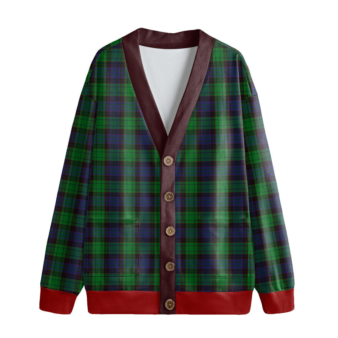 Stewart Old Modern Tartan Plaid Knitted Fleece Cardigan