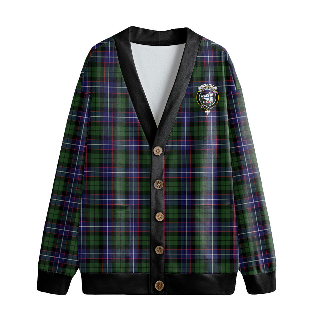 Galbraith Modern Tartan Crest Knitted Fleece Cardigan