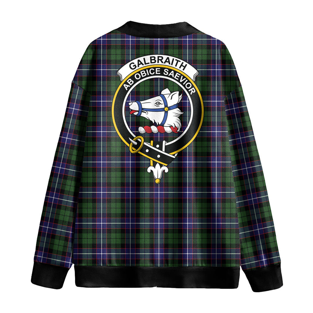 Galbraith Modern Tartan Crest Knitted Fleece Cardigan