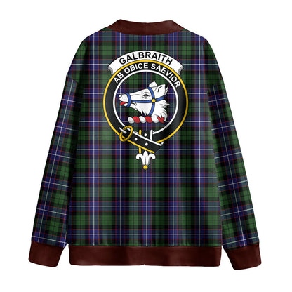 Galbraith Modern Tartan Crest Knitted Fleece Cardigan