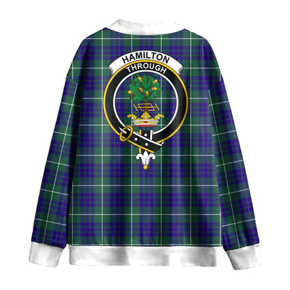 Hamilton Hunting Modern Tartan Crest Knitted Fleece Cardigan