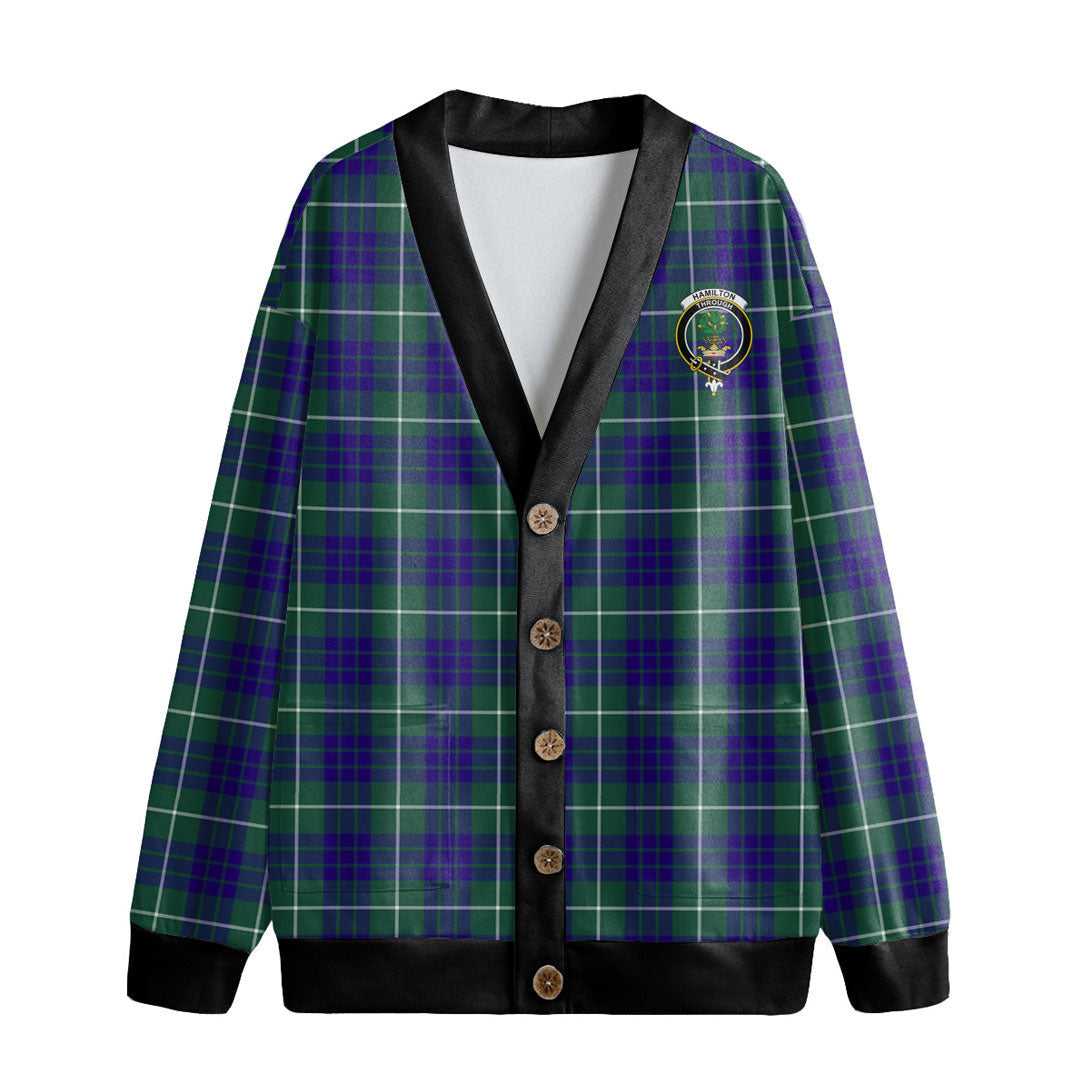 Hamilton Hunting Modern Tartan Crest Knitted Fleece Cardigan