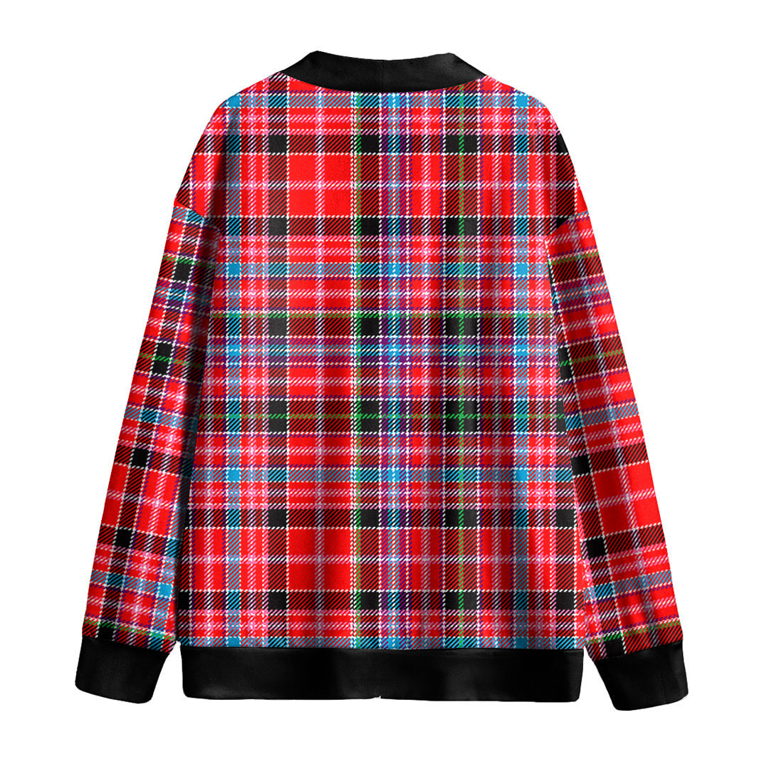 Aberdeen District Tartan Plaid Knitted Fleece Cardigan
